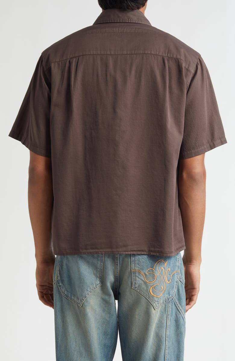 STOCKHOLM SURFBOARD CLUB Jerry Logo Embroidered Short Sleeve Button-Up Shirt, Alternate, color, Hickory