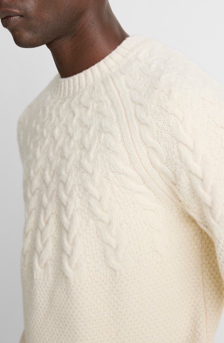 Vince Airpsun Cable Yoke Crewneck Sweater, Alternate, color, Light Dune