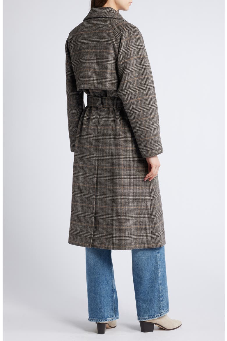 Plaid Winter Trench Coat, Alternate, color, BLACK- TAN KENSIE PLAID