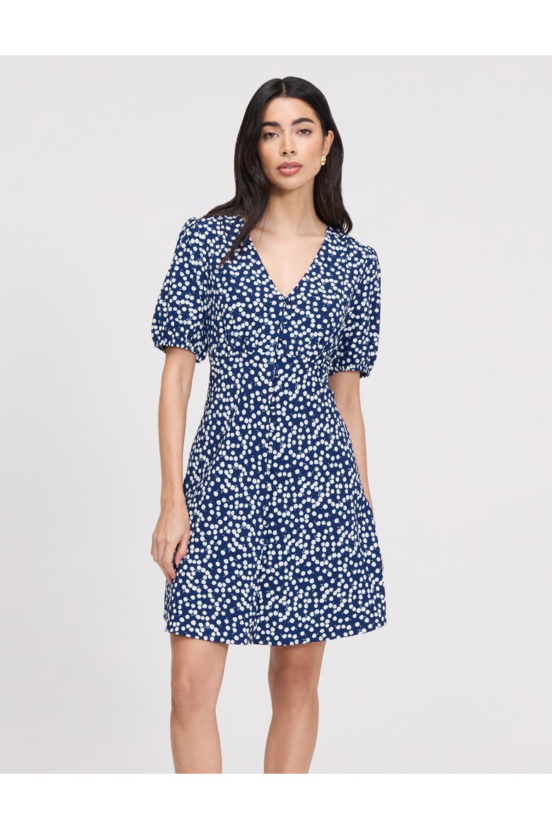 Ensley Button Through Short Dress, Main, color, Navy Cherry Spot