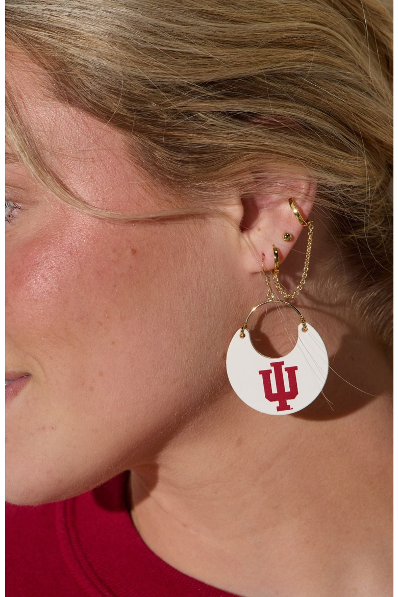 University Ninas Earrings, Alternate, color, IU White / Gold