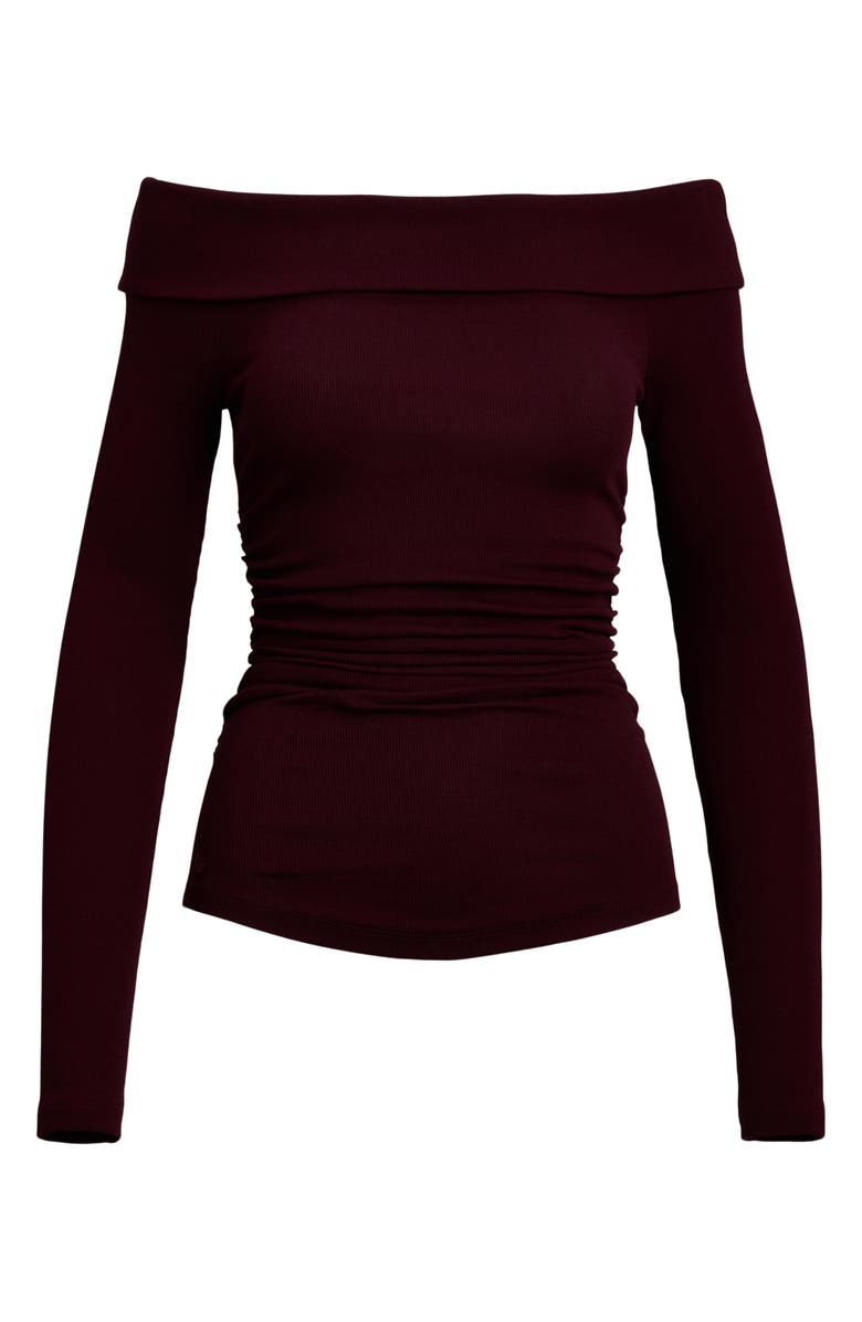 Lauren Ralph Lauren Rib Off the Shoulder Top, Alternate, color, Pinot Noir