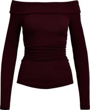 Lauren Ralph Lauren Rib Off the Shoulder Top