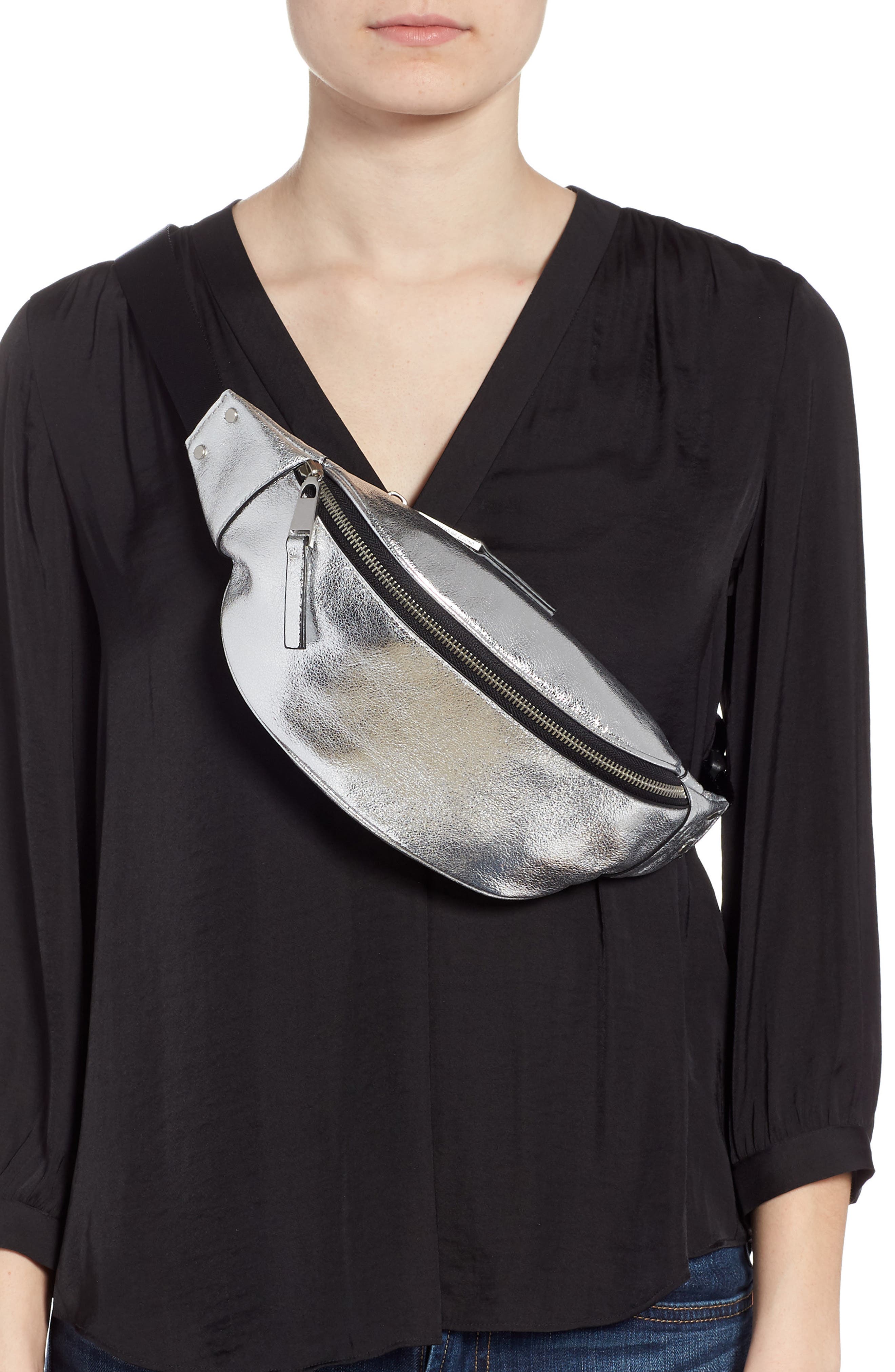 Treasure & Bond Mason Metallic Leather Belt Bag, Alternate, color, 