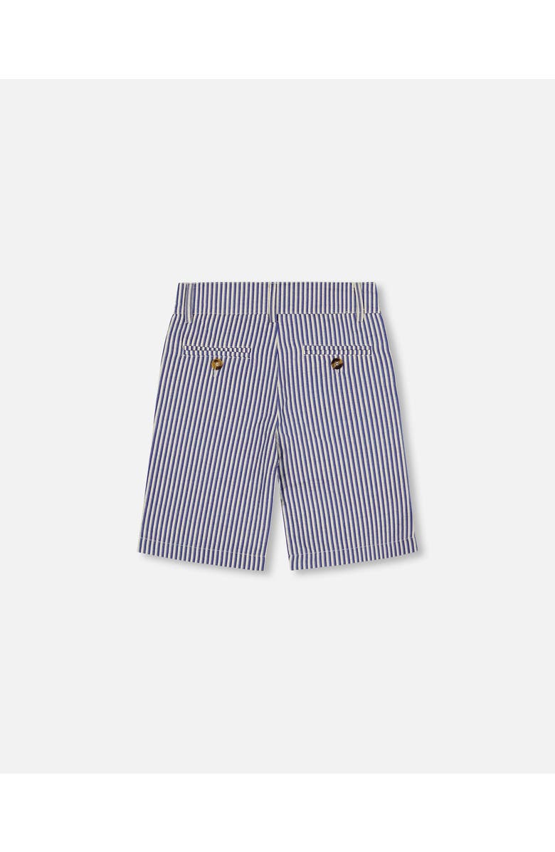 Deux par Deux Little Boy's Slant Pocket Bermuda Shorts Royal Blue Striped, Alternate, color, Cream Striped Blue