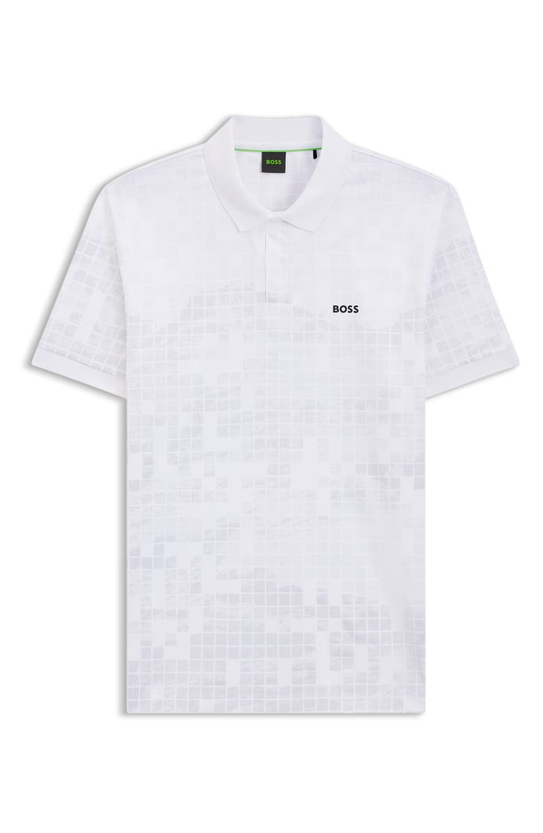 BOSS Grid Print Cotton Polo, Alternate, color, White