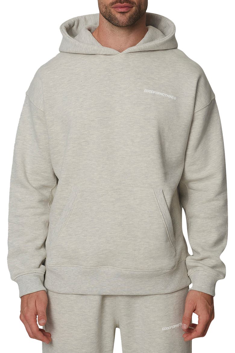 Oversized Essentials Pullover Hoodie, Main, color, Oat Grey Marl