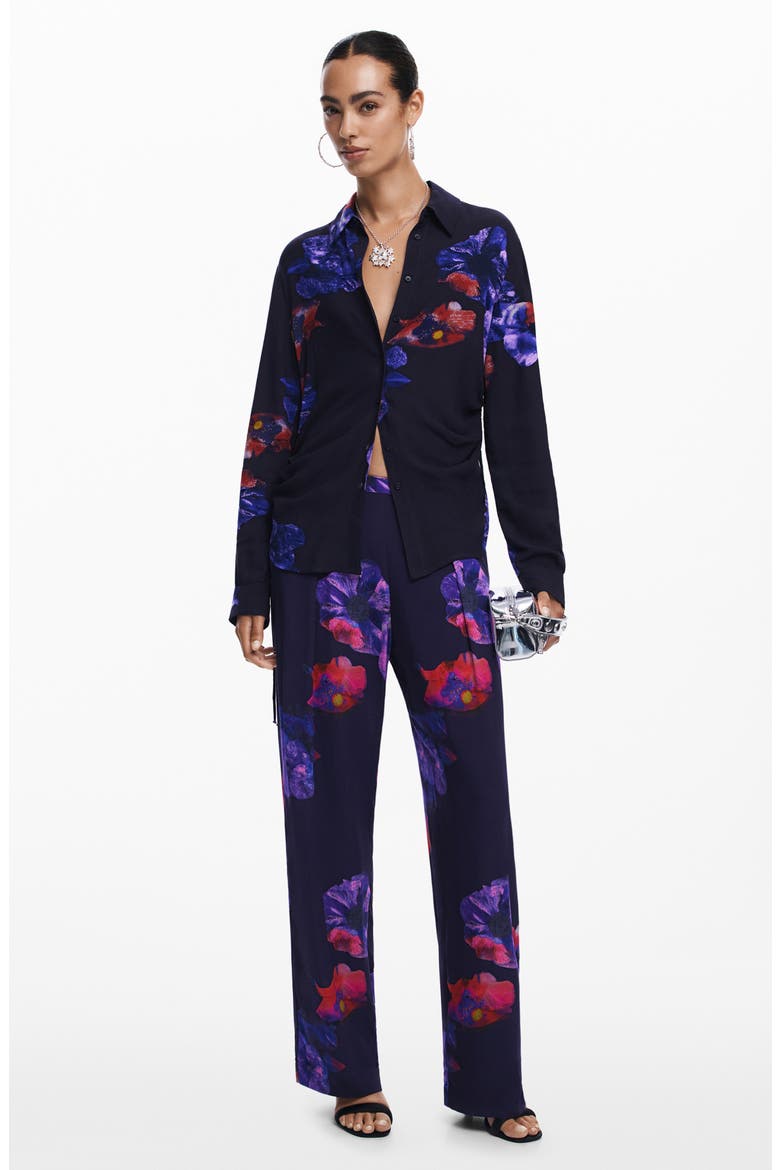 Ocasa Floral Button-Up Shirt, Alternate, color, BLACK