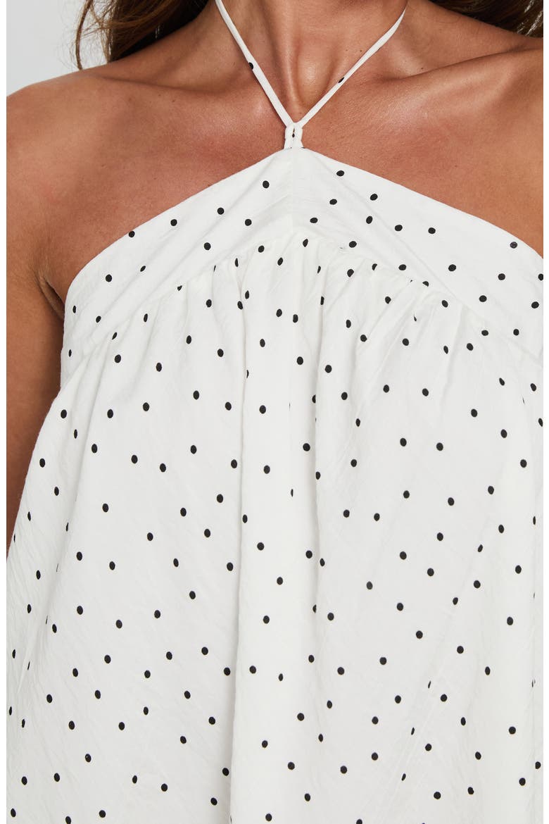 Moonlit Polka Dot Halter Minidress, Alternate, color, WHITE POLKA