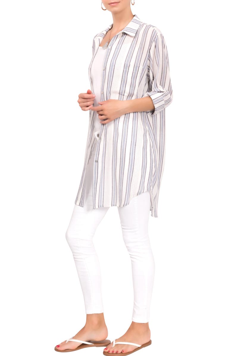 Everyday Ritual Rick Stripe Sleep Shirt, Alternate, color, Capri