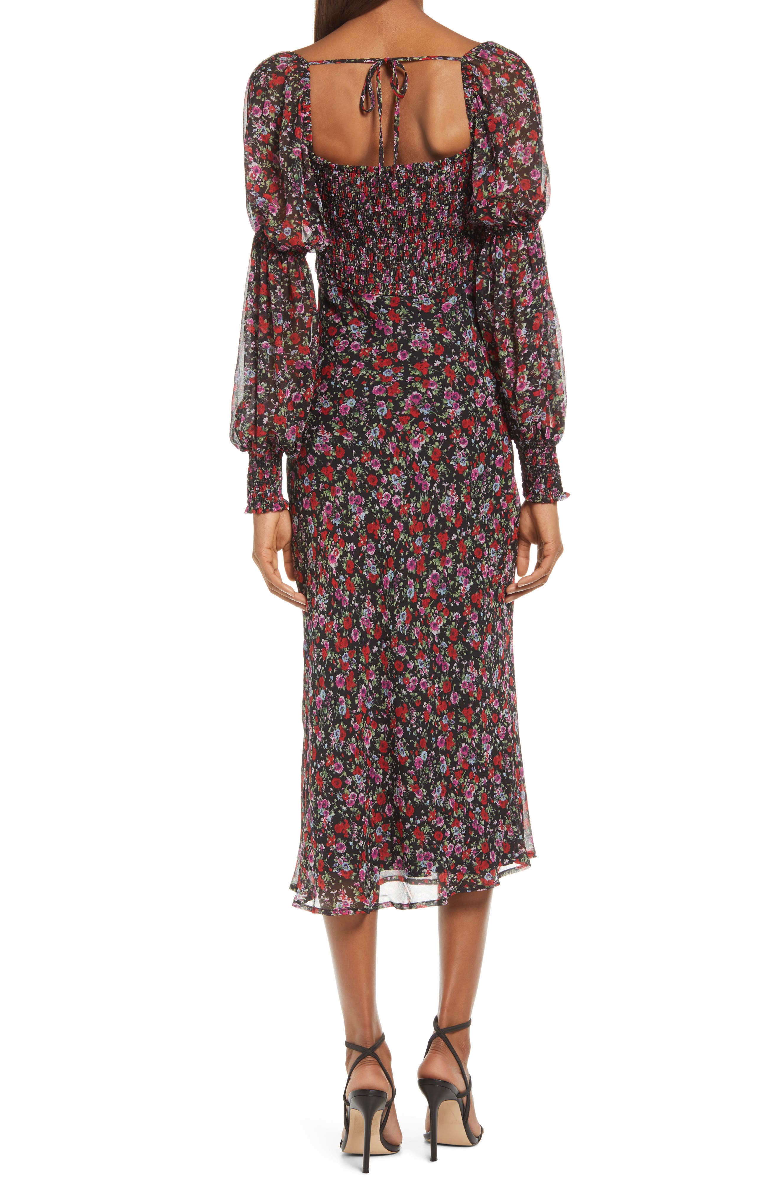 FLORET STUDIOS Floral Smocked Long Sleeve Chiffon Dress (Women) | Nordstrom