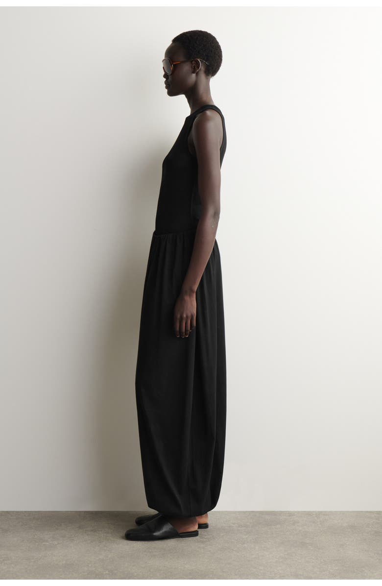 COS Gathered Cotton Balloon-leg Trousers, Alternate, color, Black