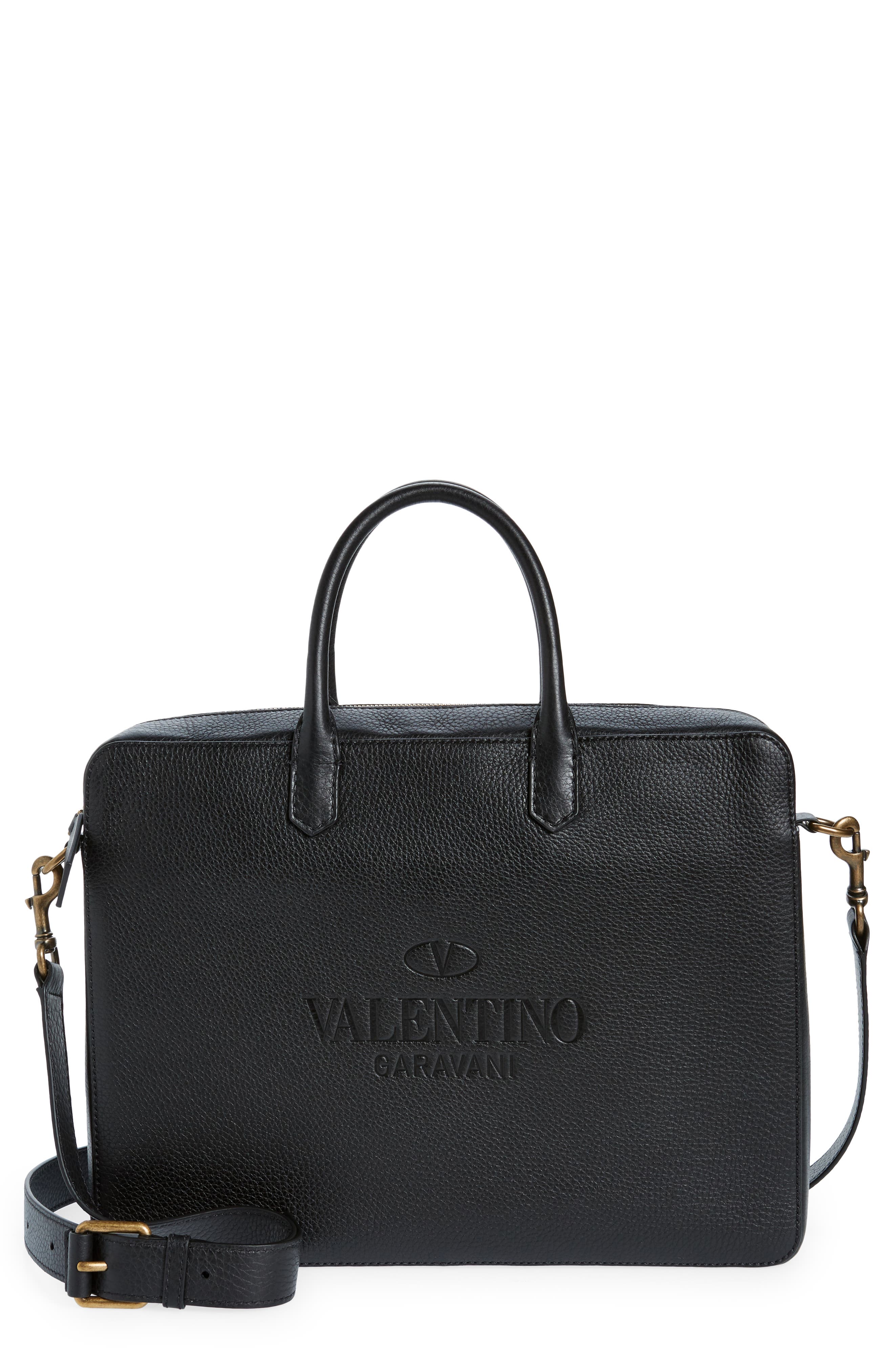 Valentino Garavani Logo Pebbled Leather Briefcase | Nordstrom