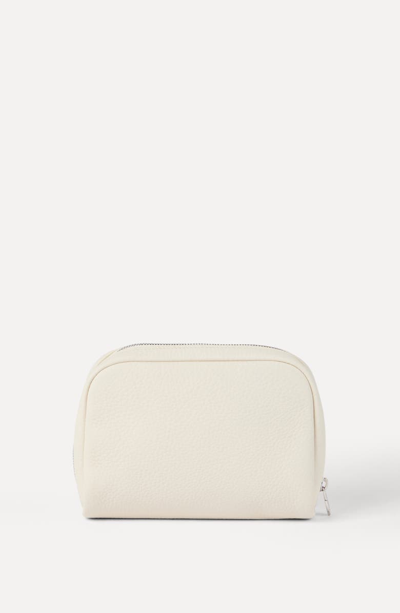 Brunello Cucinelli Calfskin beauty case, Alternate, color, Chalk