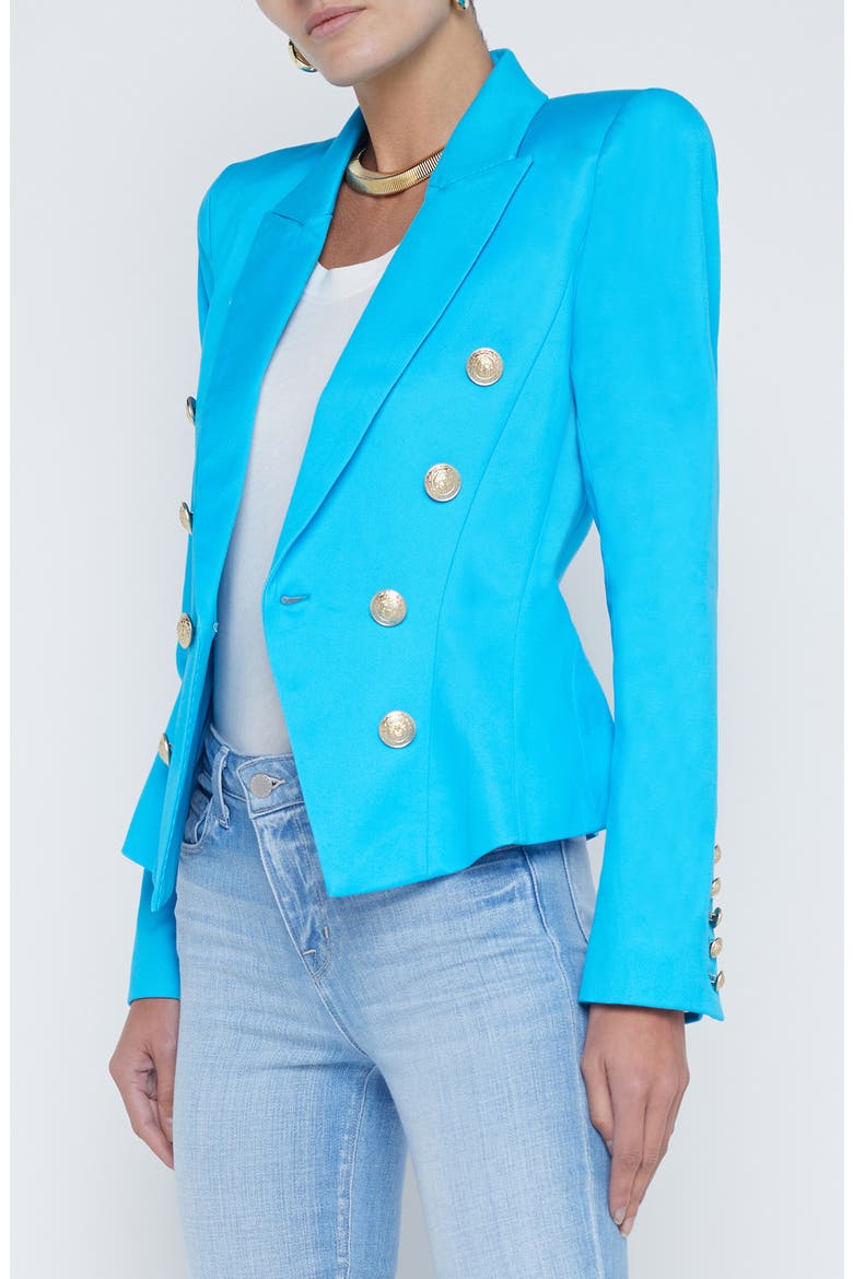 Bethany Structured Double Breasted Blazer, Alternate, color, BRIGHT AQU