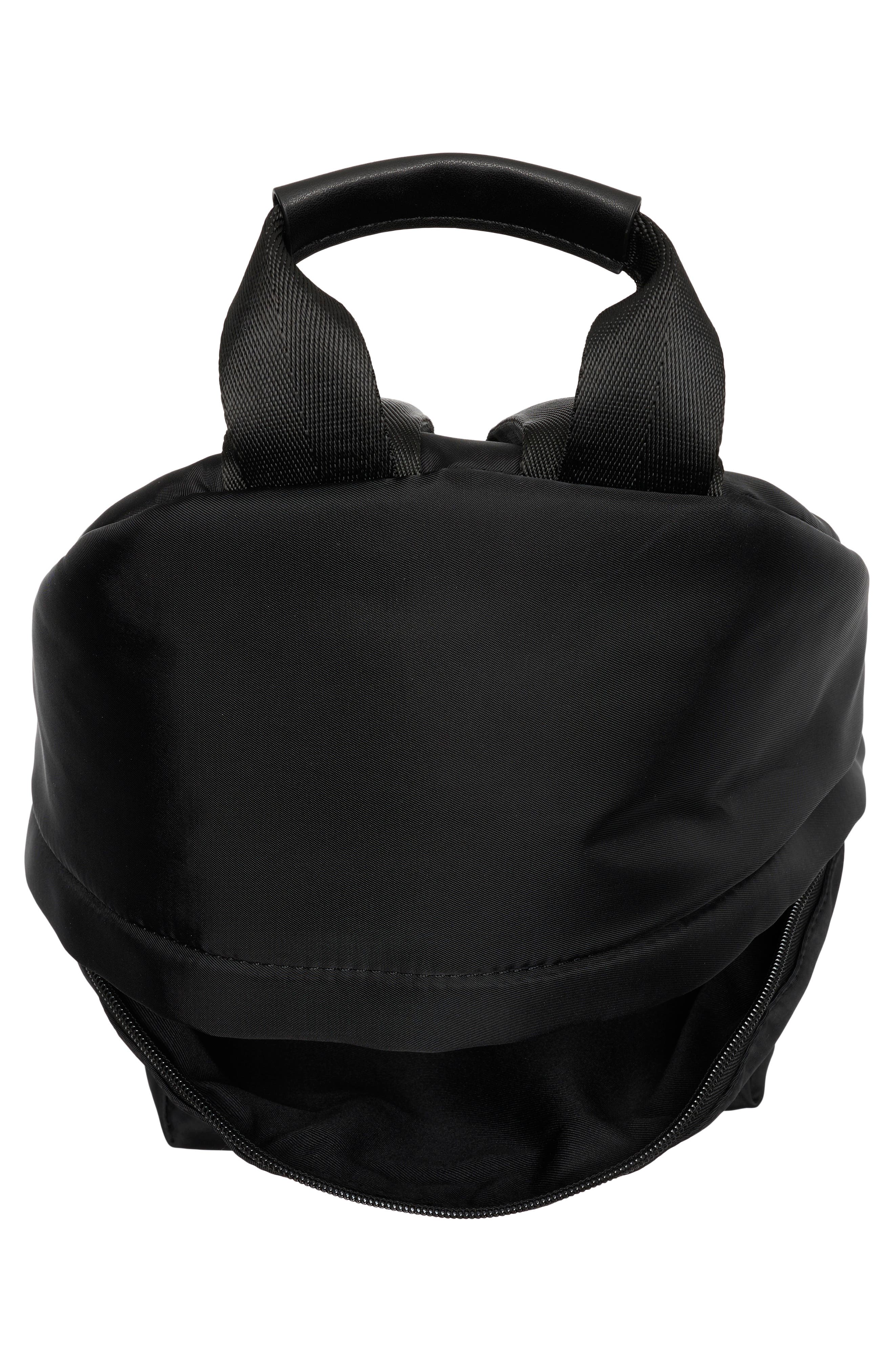 Teddy Keychain Leather Backpack, Alternate, color, BLACK