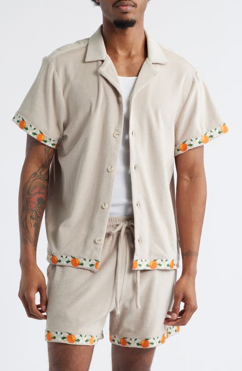 Orange Terry Cloth Camp Shirt