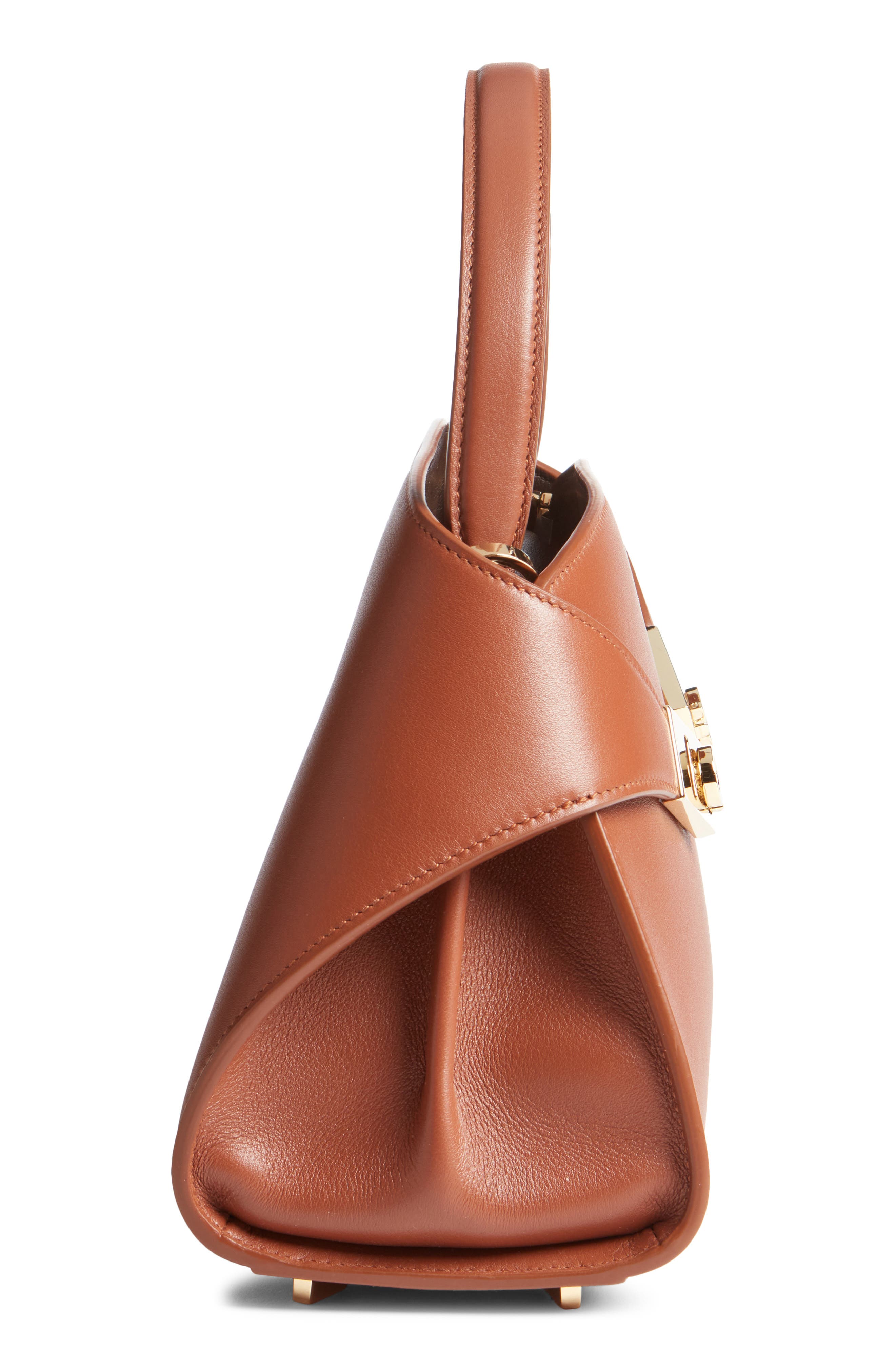 Extra Small Hug Leather Top Handle Bag, Alternate, color, NEW COGNAC T DI MORO