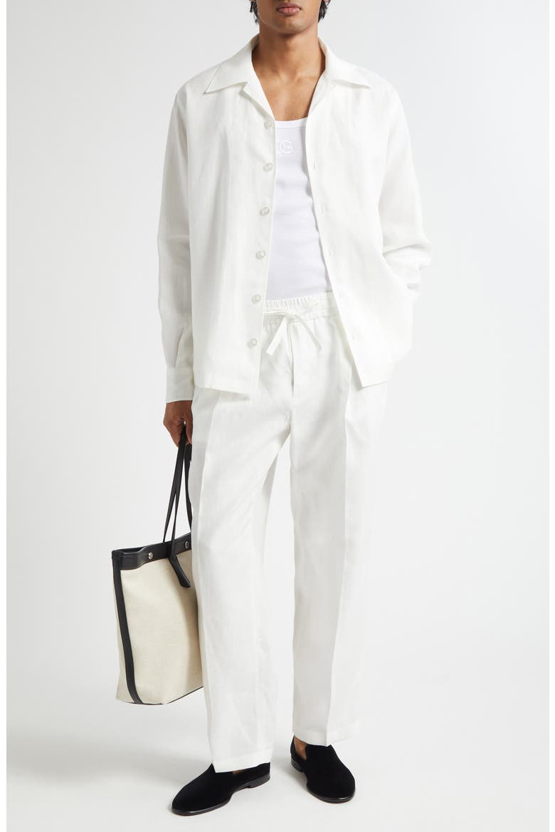 Long Sleeve Linen Camp Shirt, Alternate, color, W0111 BIANCO