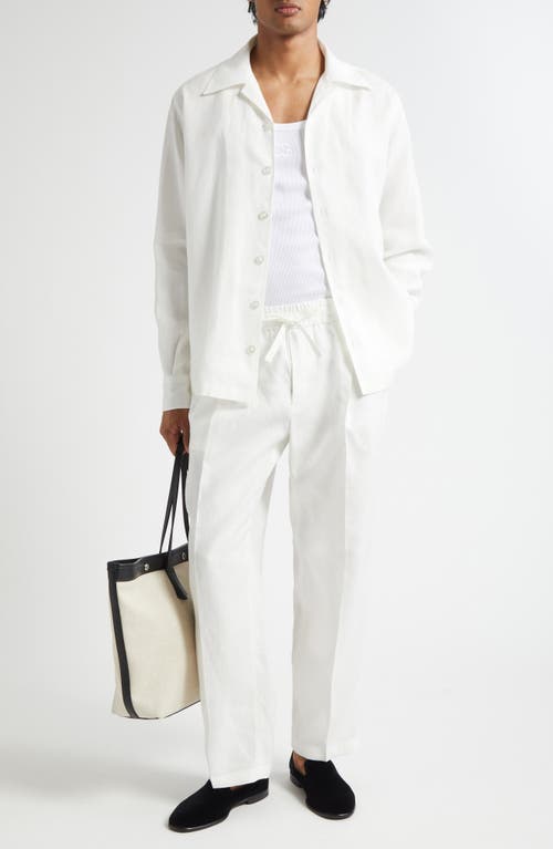 Dolce & Gabbana Linen Canvas Bowling Shirt In White
