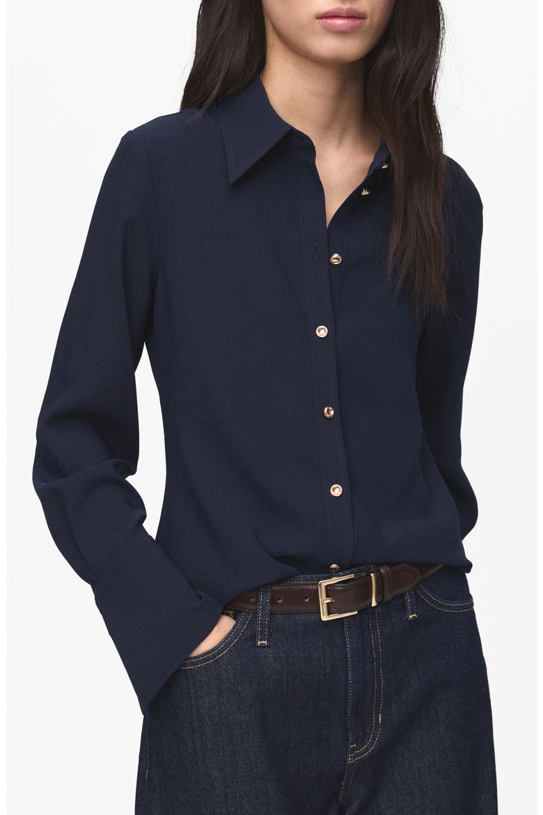 Button-Up Shirt, Main, color, NAVY
