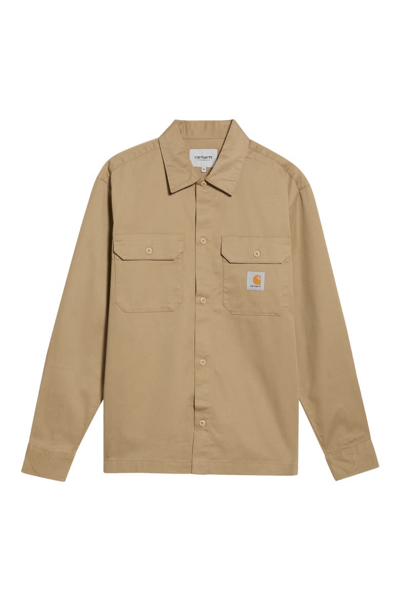 Craft Twill Button-Up Shirt, Main, color, LEATHER