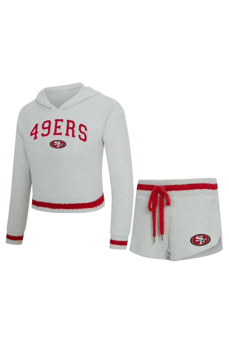 Women's Concepts Sport  Gray San Francisco 49ers Whitley Long Sleeve Hoodie Top & Shorts Set, Main, color, Gray
