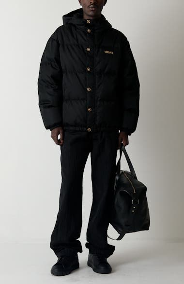 Versace Medusa Logo Embroidered Down Puffer Jacket | Nordstrom