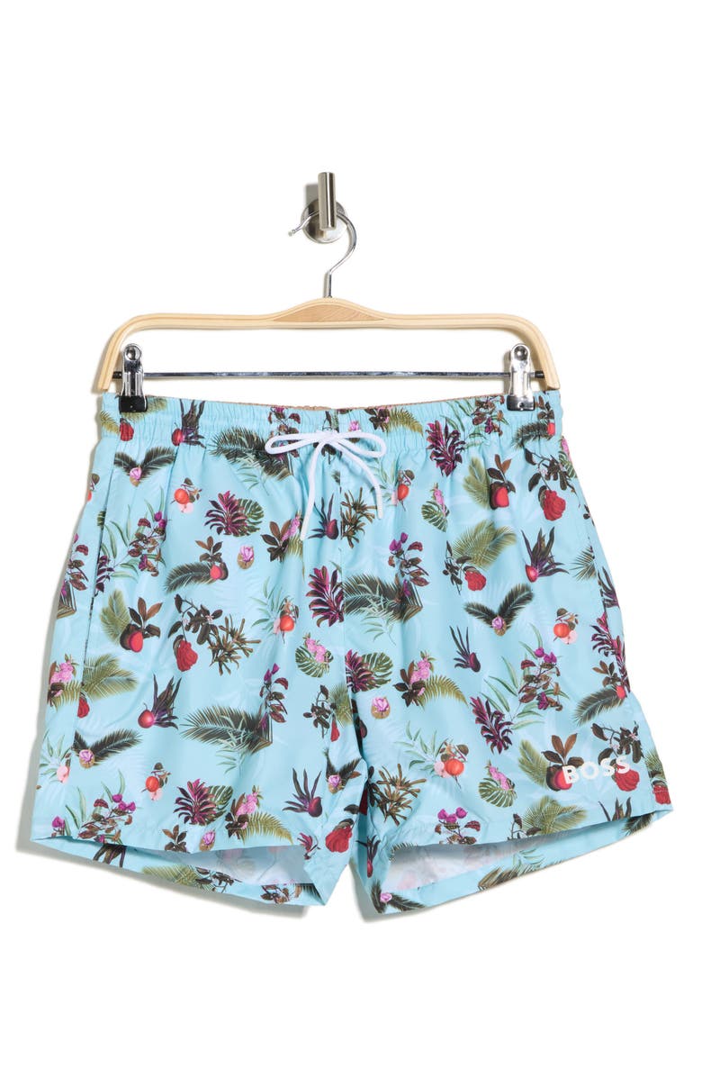 BOSS Piranha Swim Shorts, Main, color, Blue Multi