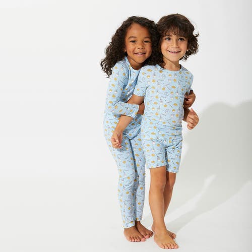 Bellabu Bear Blue Milk & Cookies Kids 2-piece Short Sleeve & Shorts Pajama Set In Blue Milk & Cookies