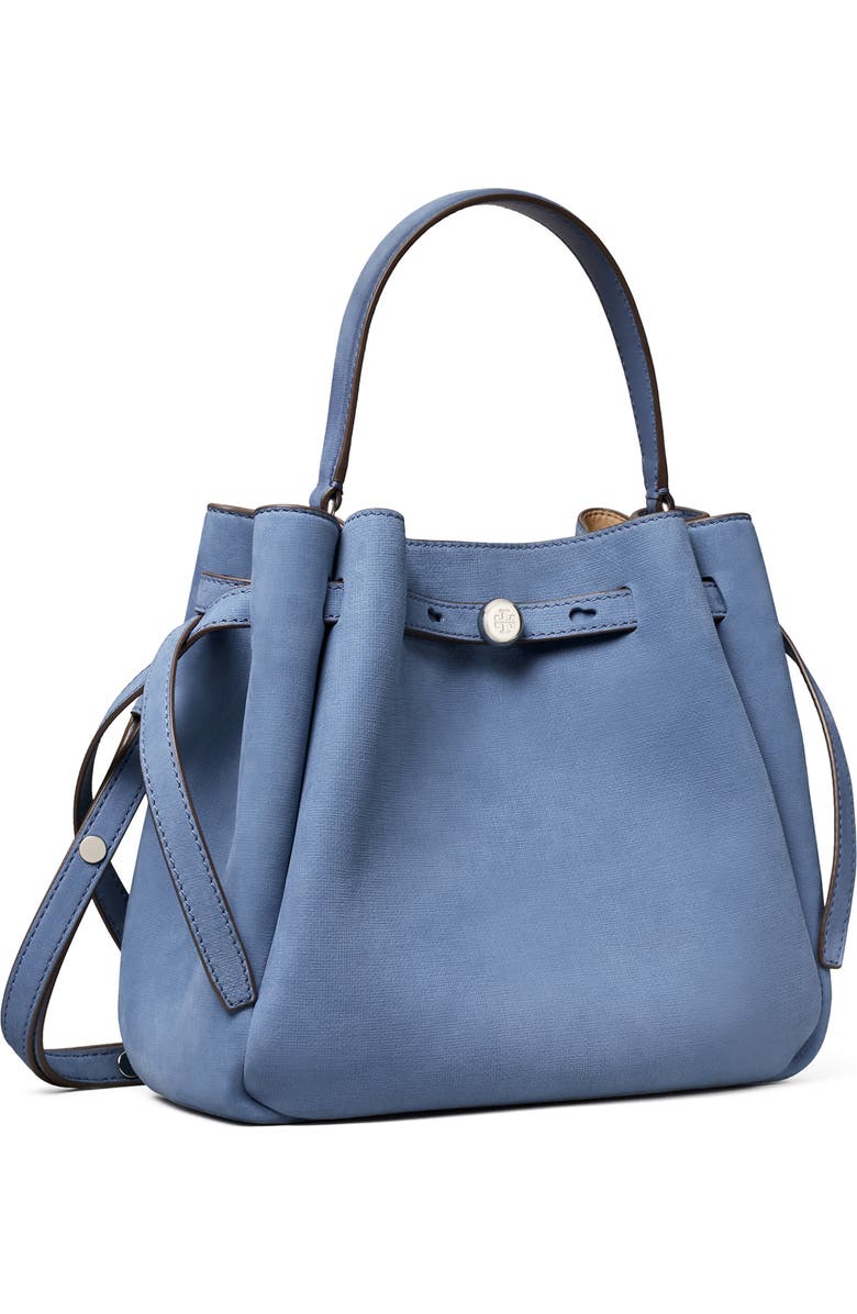Tory Burch Romy Nubuck Leather Bucket Bag, Alternate, color, Soft Blue