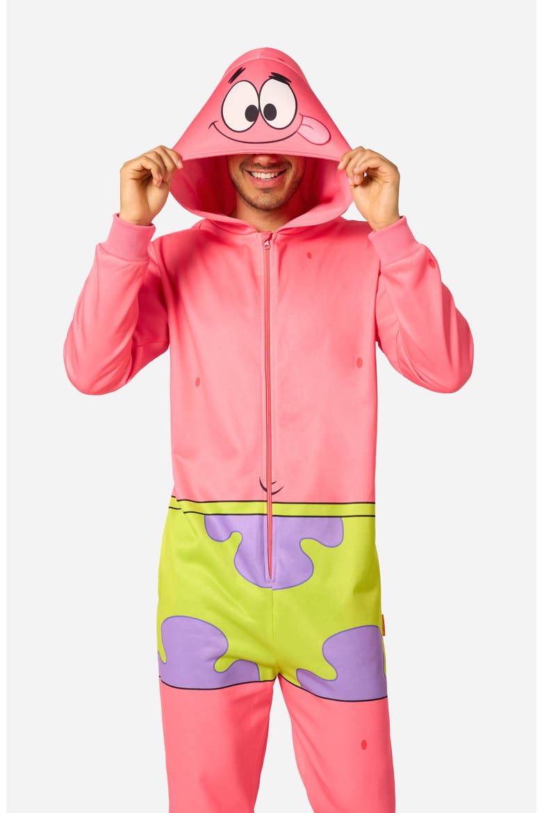 SpongeBob SquarePants™ Patrick Hooded Fleece Costume Jumpsuit, Alternate, color, PINK