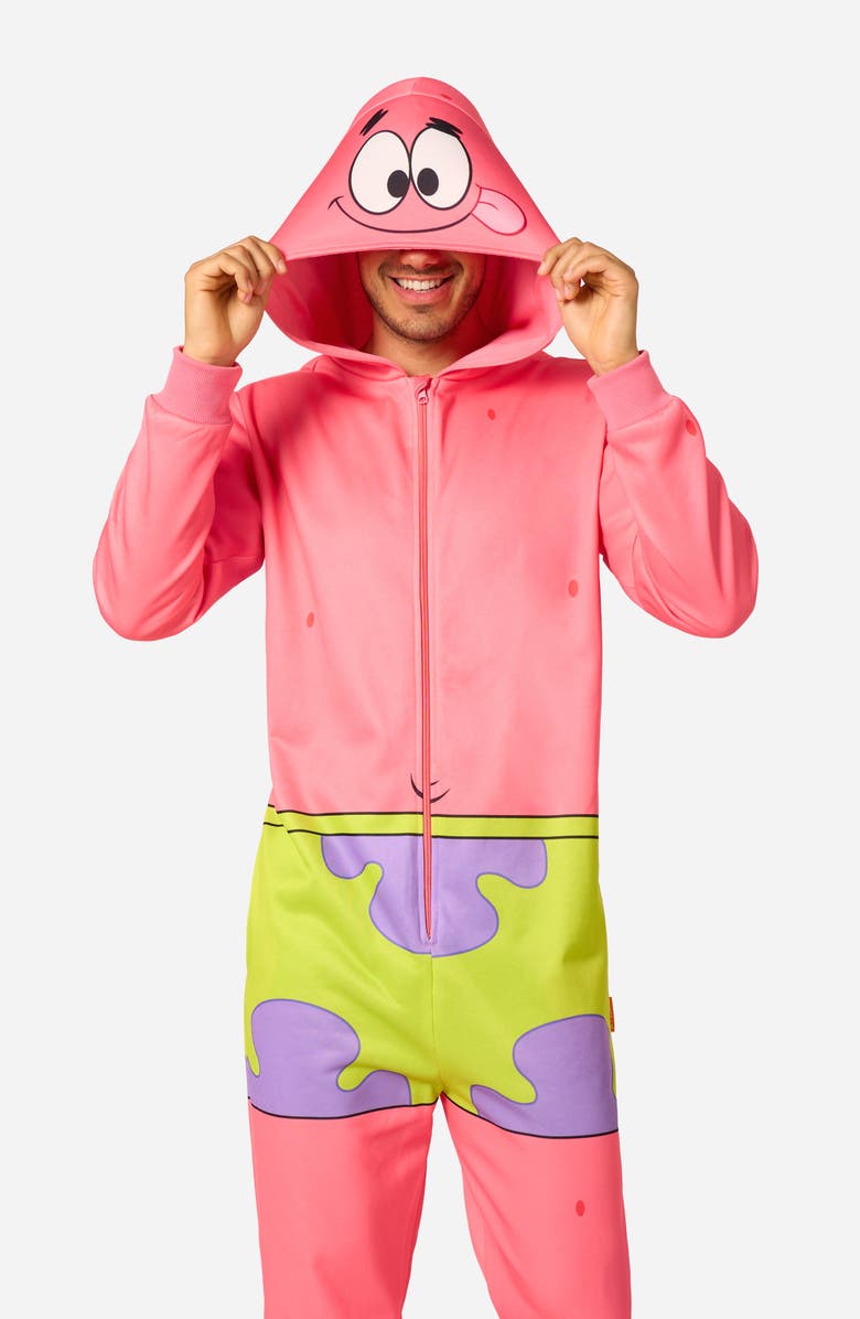 OppoSuits SpongeBob SquarePants<sup>™</sup> Patrick Hooded Fleece Costume Jumpsuit, Alternate, color, Pink
