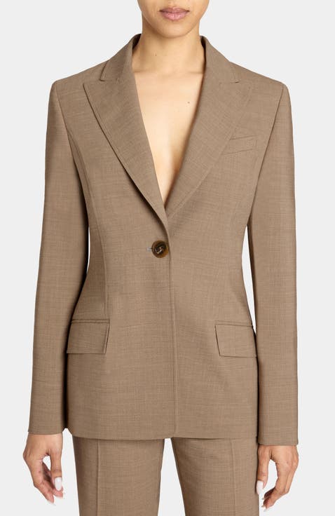 Jess Single Button Jacket in Stretch Wool