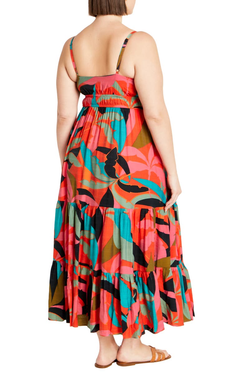 City Chic Harlow Print Sleeveless Maxi Dress, Alternate, color, Red Barbados