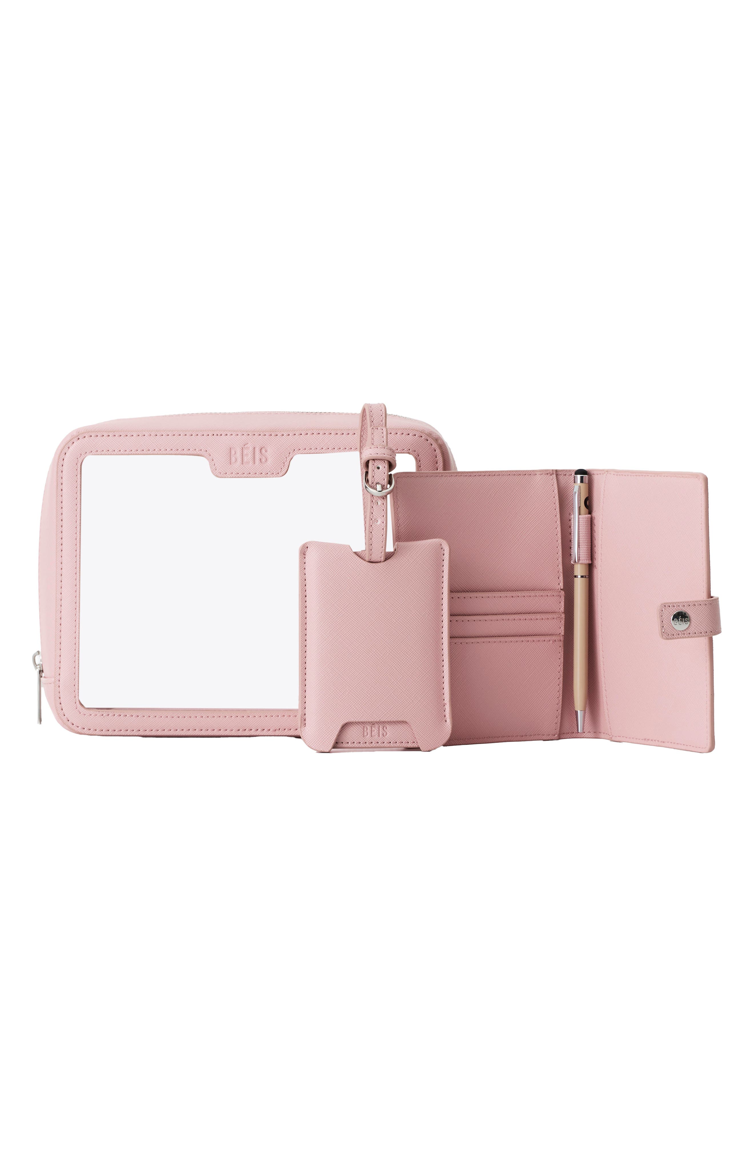 Béis The Passport Holder & Luggage Tag Set, Alternate, color, Atlas Pink
