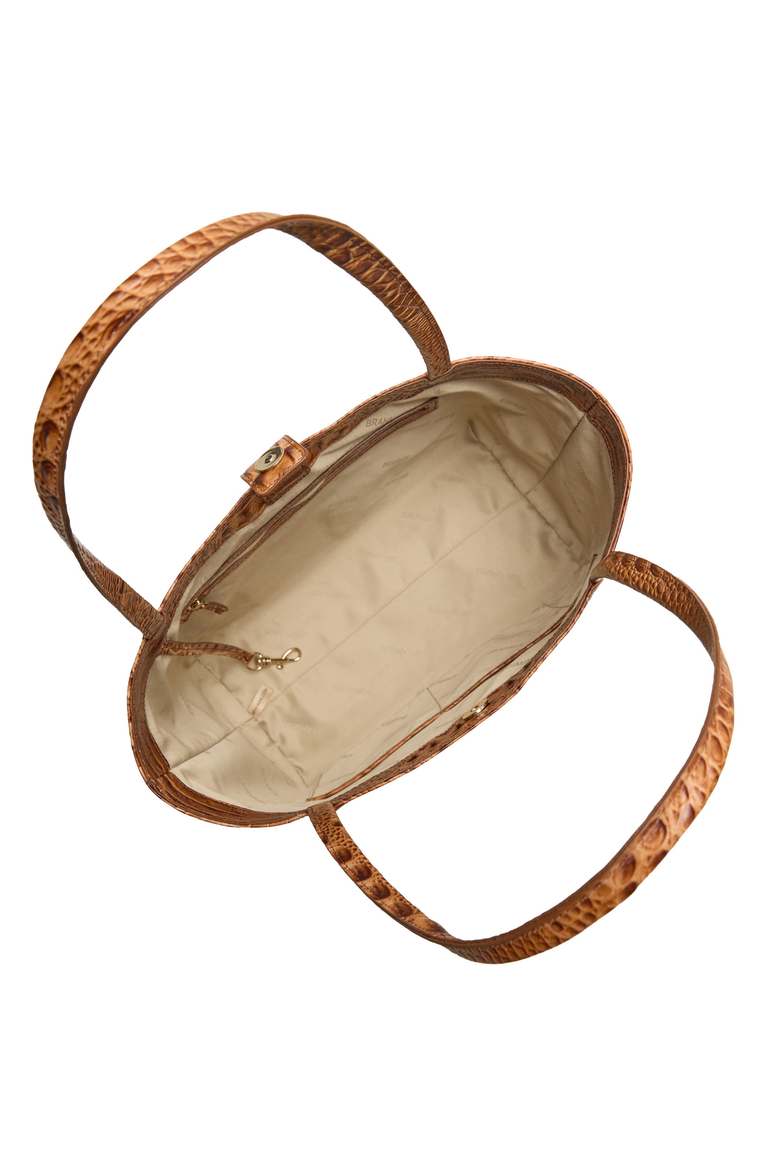 Brahmin Mona Croc Embossed Leather Tote, Alternate, color, Cinnamon