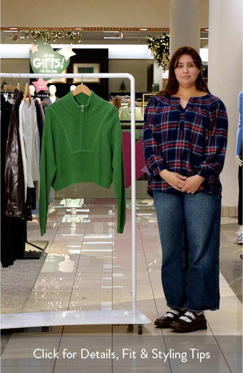 Hampton Crop Half-Zip Cashmere Sweater, sales video thumbnail