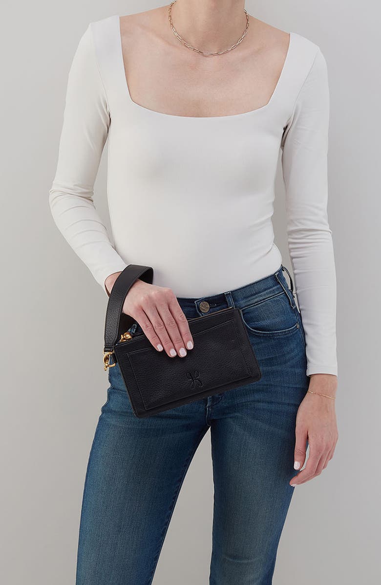 HOBO Hart Leather Wristlet, Alternate, color, Black