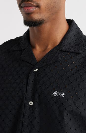 Mega Crop Cotton Pointelle Camp Shirt