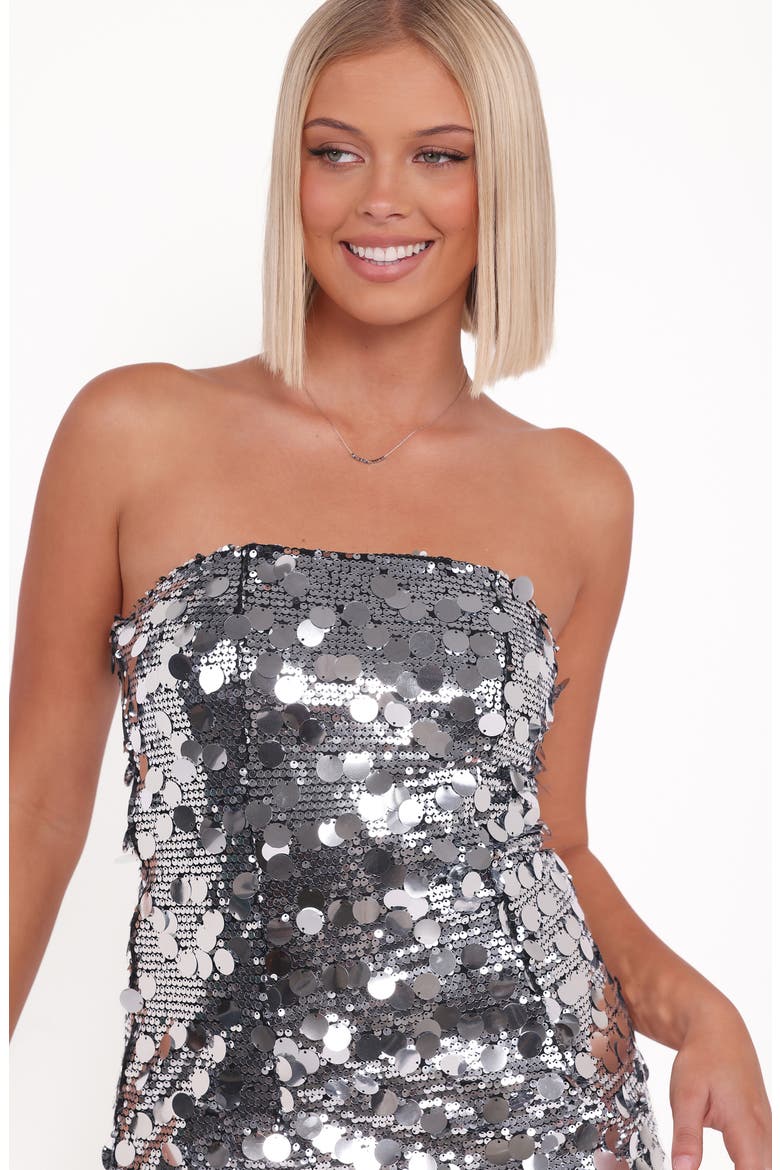 Azalea Sequin Strapless Minidress, Alternate, color, SILVER SEQUIN