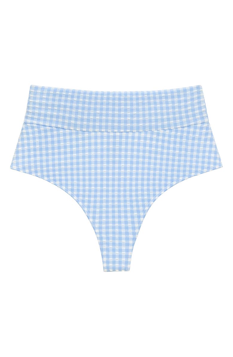 MONTCE Added Coverage High Waist Bikini Bottoms, Alternate, color, Periwinkle Micro Gingham