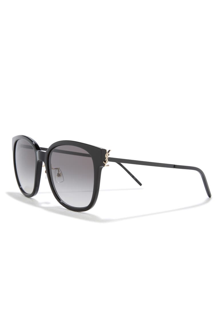 57mm Square Sunglasses, Alternate, color, BLACK BLACK SMOKE