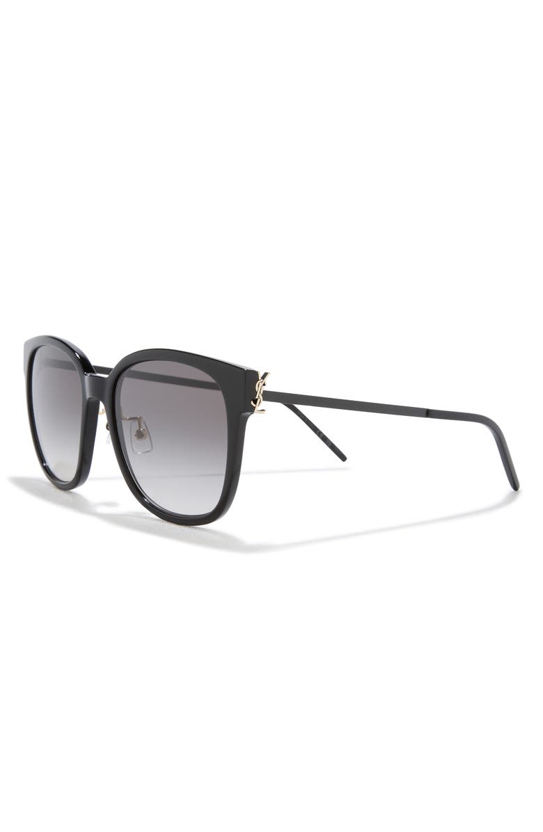 Saint Laurent 57mm Square Sunglasses, Alternate, color, Black Black Smoke