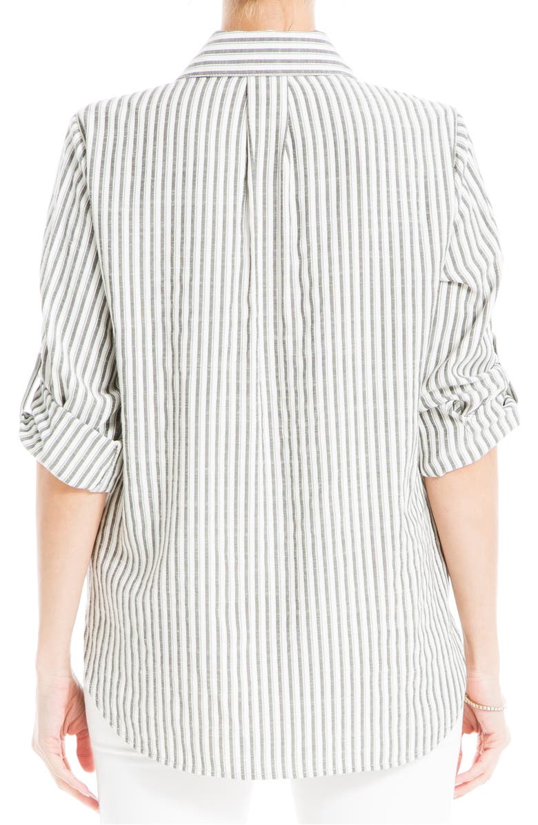 MAX STUDIO Stripe Roll Tab Button-Up Utility Shirt, Alternate, color, 