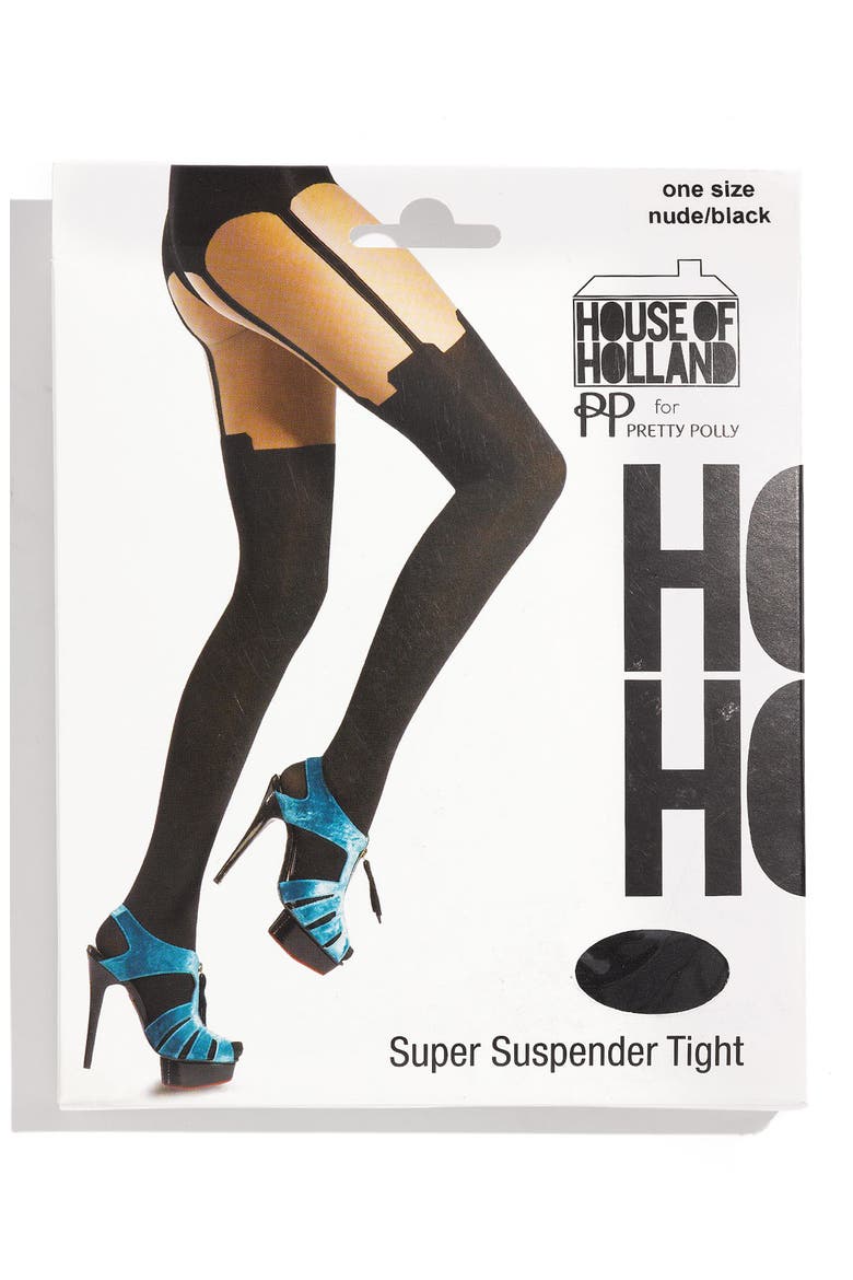 'House of Holland Super Suspender' Tights, Alternate, color, NUDE/BLACK