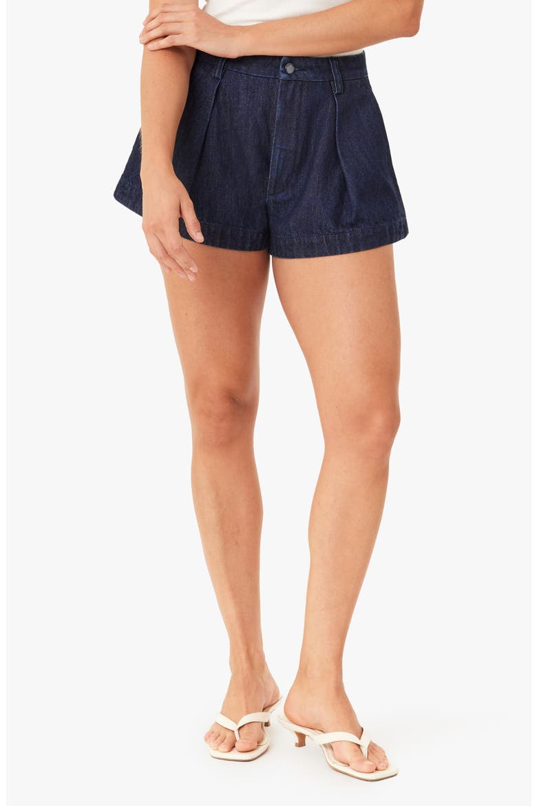 Carrie Pleated Denim Shorts, Main, color, RINSE