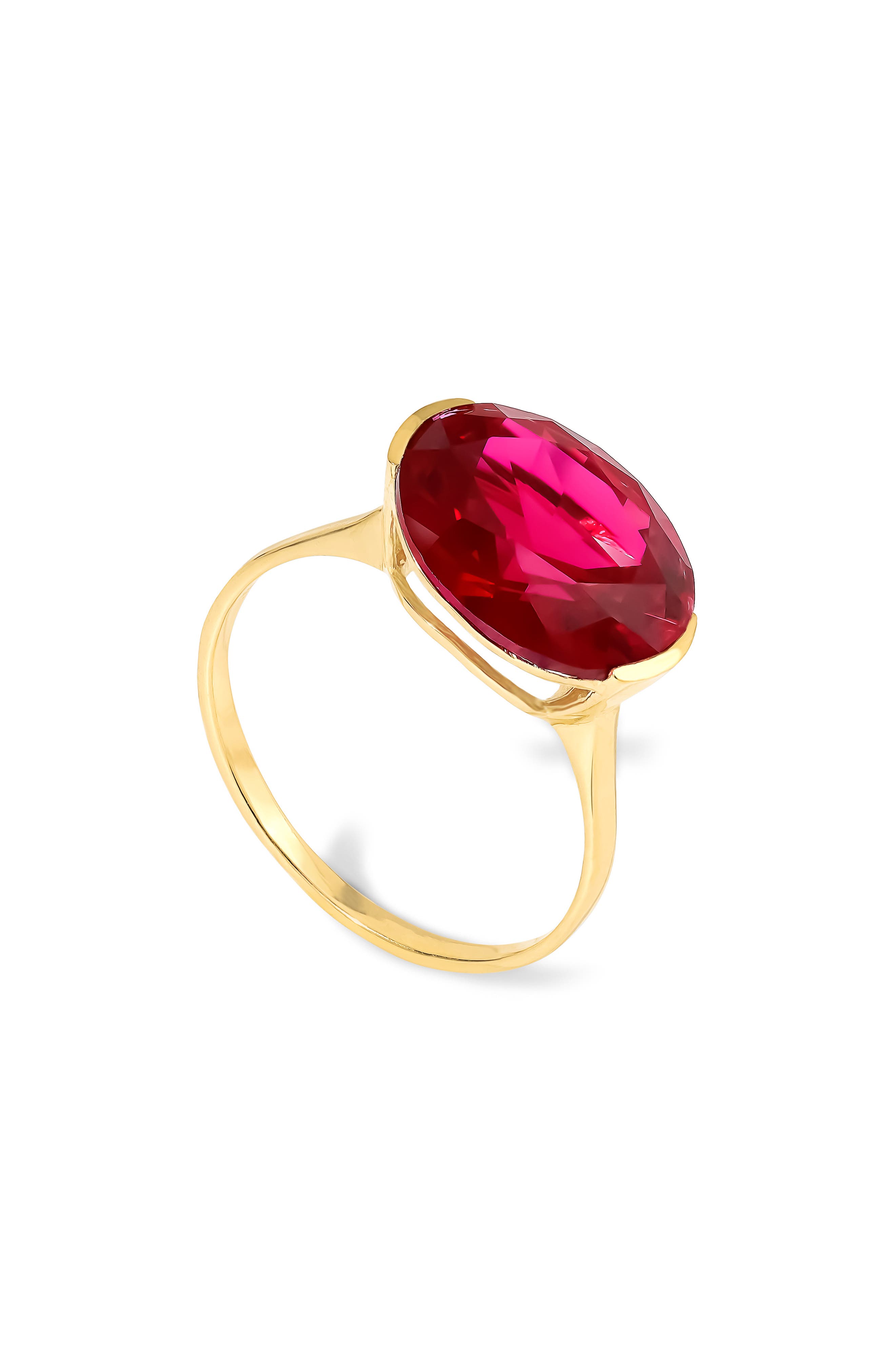 Oval Semiprecious Stone Solitaire Ring
