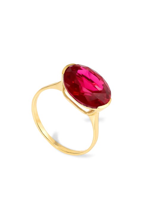 Oval Semiprecious Stone Solitaire Ring