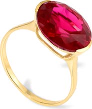 YS GEMS Oval Semiprecious Stone Solitaire Ring